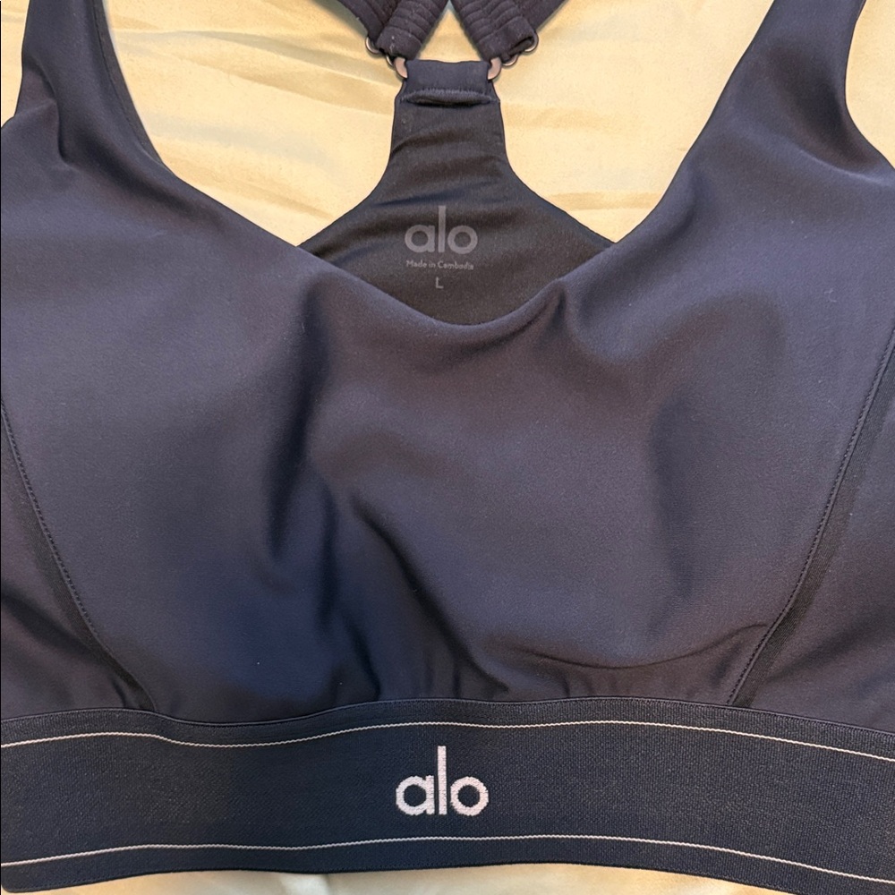 ALO Yoga Airlift Suit Up Set - Navy - Sports Bra & Leggings - Picture 4 of 8